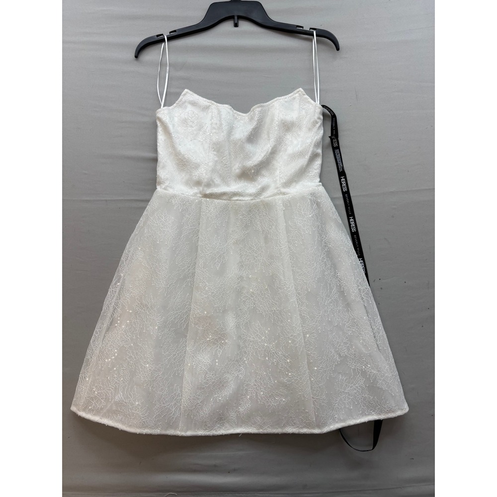 Heiress Beverly Hills White Lace Sequin Corset Mini Dress Size Small NEW